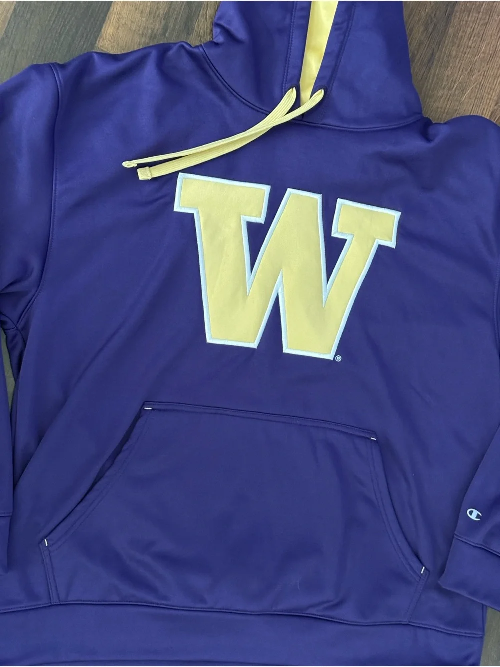 Champion UW Huskies Purple Hoodie with Yellow Hood Lining
